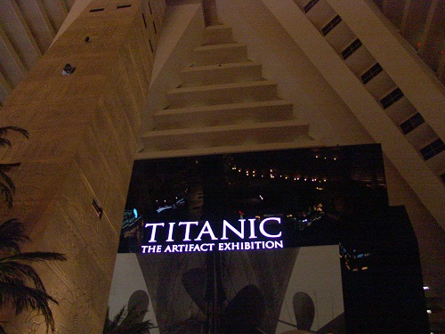front of the titanic show at luxor