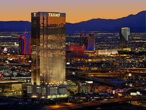 Night skyline view of Trump International Las Vegas